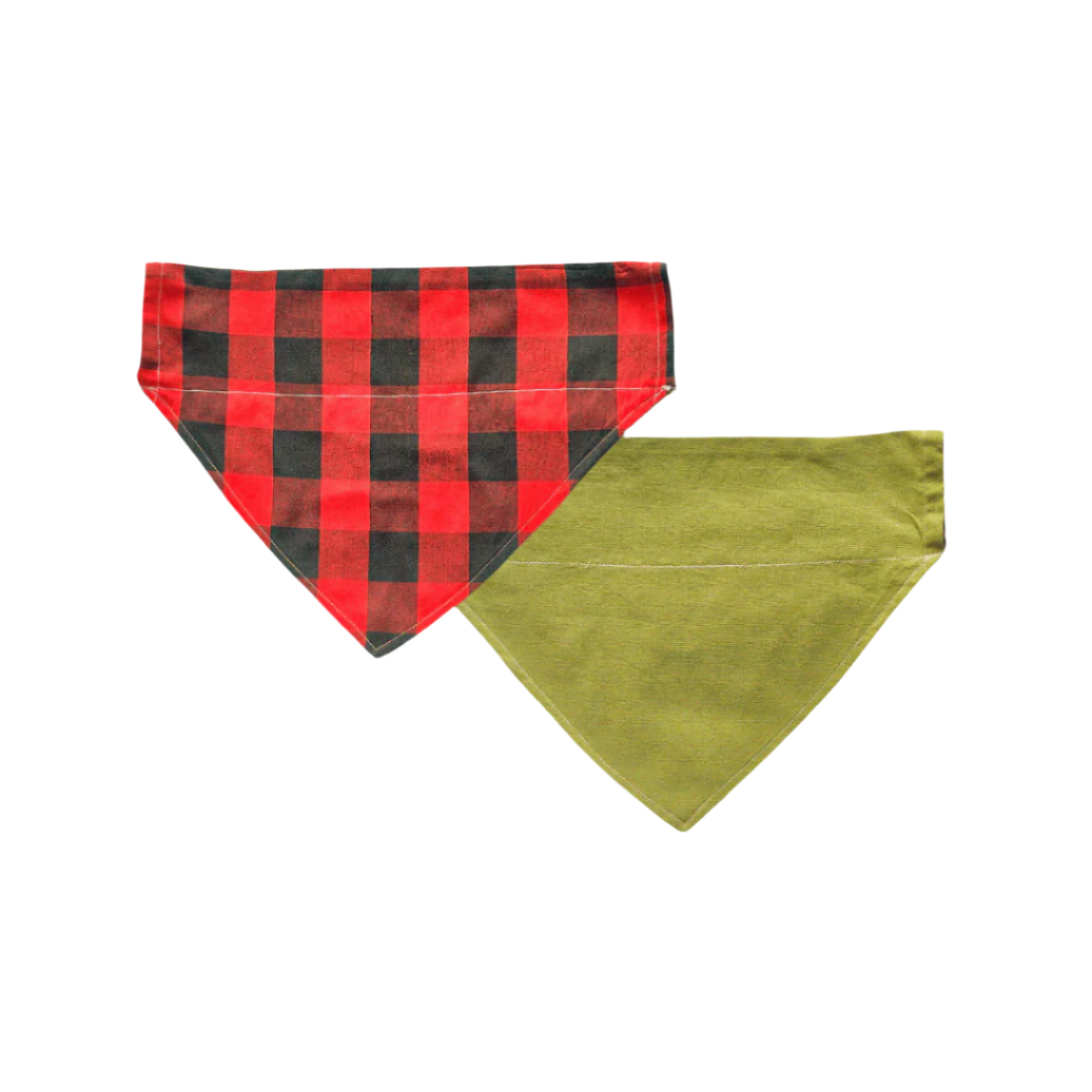 Red and black plaid bow tie for pets – fits over collar with elastic, handmade in New Zealand.