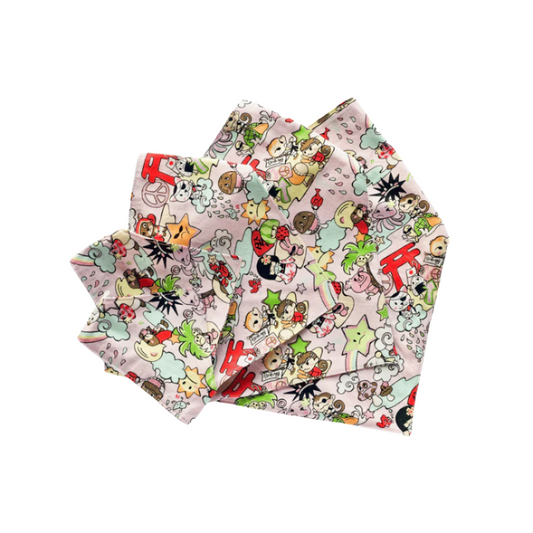 5 sizes of scrunchie pet bandana – slips over the head, handmade in New Zealand.
